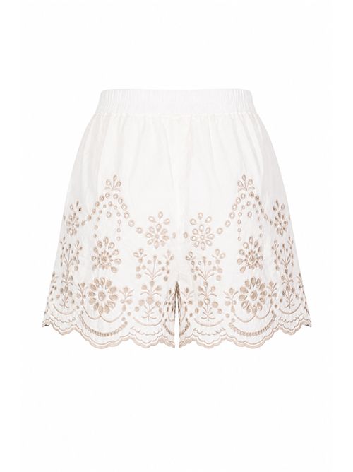 Shorts Amani in cotone chambray con ricamo Bianco Mc2 Saint Barth | AMN000101312L